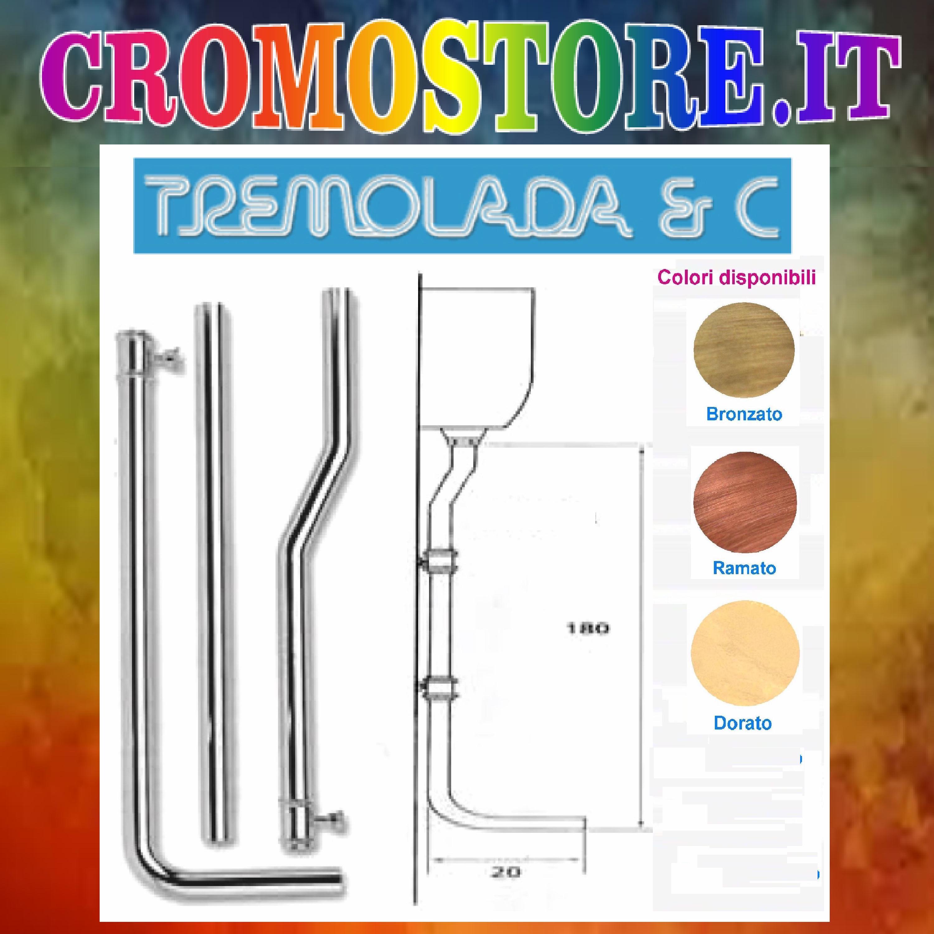 TUBO DI SCARICO WC DA ESTERNO IN OTTONE PER CASSETTA ALTA Ø 30 – TREMOLADA  vari colori –