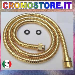 FLESSIBILE DOCCIA/VASCA CM. 150 IN OTTONE A DOPPIA AGGRAFFATURA DORATO - BAGNO ORO 24KT