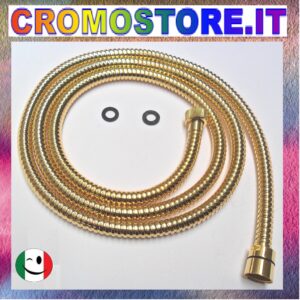 FLESSIBILE DOCCIA/VASCA CM. 200 IN OTTONE A DOPPIA AGGRAFFATURA DORATO - BAGNO ORO 24KT