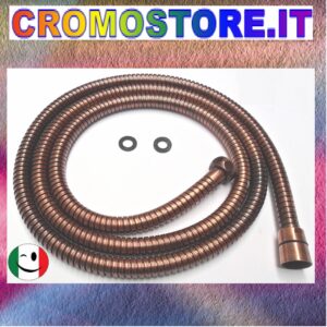 FLESSIBILE DOCCIA/VASCA CM. 200 IN OTTONE A DOPPIA AGGRAFFATURA RAMATO - RAME