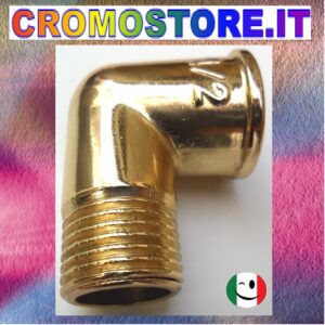 CURVA GOMITO MF DA 1/2" - DORATO - BAGNO ORO 24KT