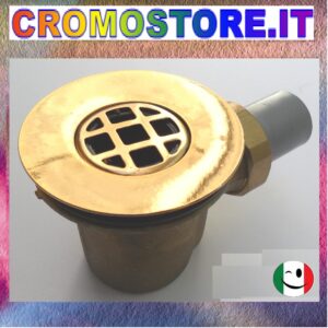 PILETTA PIATTO DOCCIA PORCELLANA OTTONE FUSO CON CODOLO DA Ø 40 DORATO - BAGNO ORO 24KT
