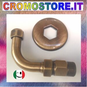 CURVA CURVETTA SOTTOLAVABO OTTONE DA 10x½" CON ROSETTA BRONZATO - BRONZO