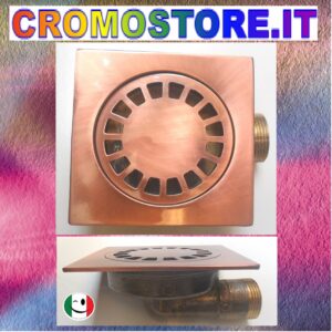 PILETTA PER DOCCIA A PAVIMENTO CM. 12X12 IN OTTONE FUSO RAMATO - RAME