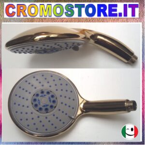 DOCCETTA DOCCIA ANTICALCARE MAXI-JET IDROMASSAGGIO 3 FUNZIONI DORATO - BAGNO ORO 24KT