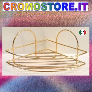 GRIGLIA PORTA OGGETTI ANGOLARE A 1 RIPIANO PER DOCCIA DORATO - BAGNO ORO 24KT