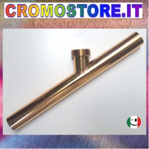 CANOTTO CANNA OTTONE LISCIO Ø 26 x 250 mm. CON INNESTO LATERALE - DORATO - BAGNO ORO 24KT