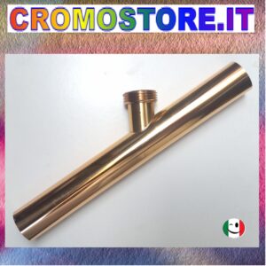 CANOTTO CANNA OTTONE LISCIO Ø 32 x 250 mm. CON INNESTO LATERALE - DORATO - BAGNO ORO 24KT