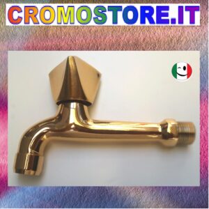 RUBINETTO A MURO PROLUNGATO DA ½" DORATO - BAGNO ORO 24KT