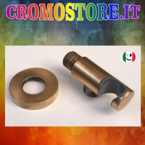 PRESA ACQUA CON SUPPORTO DOCCETTA IN OTTONE PESANTE BRONZATO - BRONZO