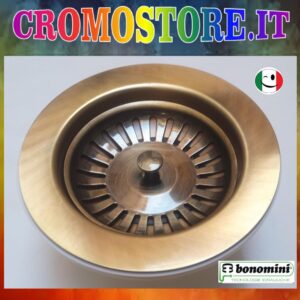PILETTA BASKET " BONOMINI " DIAMETRO EST. Ø 115 MM. SCARICO DA 1½" BRONZATO - BRONZO
