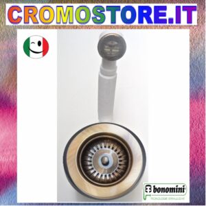 PILETTA BASKET " BONOMINI " C/TROPPO PIENO TONDO DIAMETRO EST. Ø 115 MM. SCARICO DA 1½" BRONZATO - BRONZO