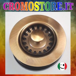 PILETTA MINI BASKET CANESTRINO " BONOMINI " DIAMETRO EST. Ø 85 MM. SCARICO DA 1½" BRONZATO - BRONZO
