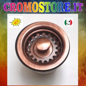 PILETTA MINI BASKET CANESTRINO " BONOMINI " DIAMETRO EST. Ø 70 MM. SCARICO DA 1½" RAMATO RAME