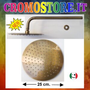 BRACCIO DOCCIA 100% OTTONE CON SOFFIONE ULTRA SLIM Ø 250 mm. BRONZATO - BRONZO