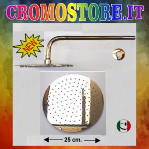 BRACCIO DOCCIA 100% OTTONE CON SOFFIONE ULTRA SLIM Ø 250 mm. DORATO - BAGNO ORO 24KT