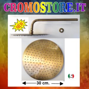 BRACCIO DOCCIA 100% OTTONE CON SOFFIONE ULTRA SLIM Ø 300 mm. BRONZATO - BRONZO