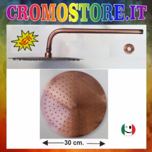 BRACCIO DOCCIA 100% OTTONE CON SOFFIONE ULTRA SLIM Ø 300 mm. RAMATO - RAME