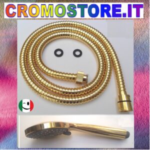 FLESSIBILE DOCCIA CM. 150 IN OTTONE + DOCCETTA IDRO 5 FUNZIONI DORATO - BAGNO ORO 24KT