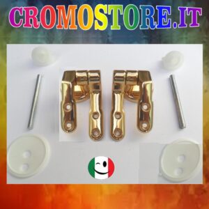 COPPIA CERNIERE IN OTTONE PER FISSAGGIO COPRIVASO IN LEGNO - DORATO - BAGNO ORO 24KT