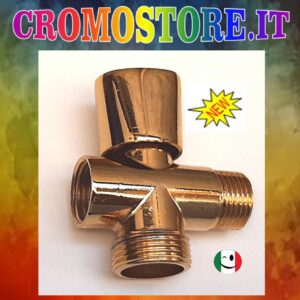 RUBINETTO A 3 VIE M½ x F½ x M¾" PER LAVATRICE - DORATO - BAGNO ORO 24KT