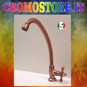 RUBINETTO MONOFORO A COLONNA 4 PUNTE PER LAVELLO RAMATO - RAME