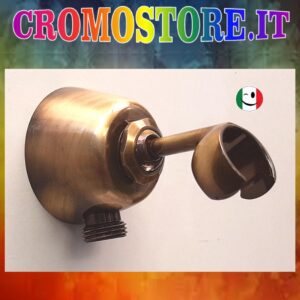 SUPPORTO PER DOCCETTA IN OTTONE PESANTE CON PRESA ACQUA BRONZATO - BRONZO