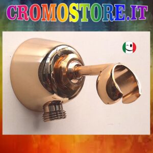 SUPPORTO PER DOCCETTA IN OTTONE PESANTE CON PRESA ACQUA DORATO - BAGNO ORO 24KT