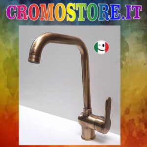 RUBINETTO MISCELATORE MONOCOMANDO PER LAVELLO O LAVABO "ROUND" BRONZATO - BRONZO