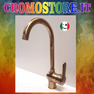 RUBINETTO MISCELATORE MONOCOMANDO PER LAVELLO O LAVABO "ROUND - P" BRONZATO - BRONZO