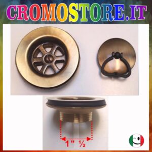 PILETTA GATTINARA " 100% OTTONE " DA Ø 80 MM. SCARICO DA 1½" BRONZATO - BRONZO