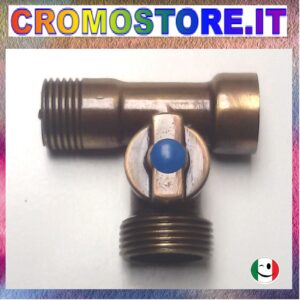 DEVIATORE A 3 VIE M½ x F½ x M¾" CON RUBINETTO PER LAVATRICE BRONZATO - BRONZO