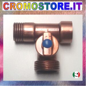 DEVIATORE A 3 VIE M½ x F½ x M¾" CON RUBINETTO PER LAVATRICE RAMATO - RAME