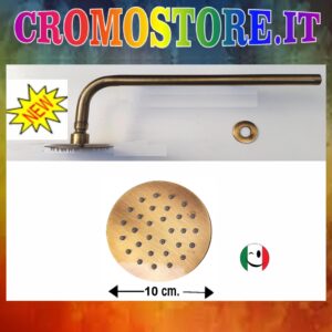 BRACCIO DOCCIA 100% OTTONE CON SOFFIONE ULTRA SLIM Ø 100 mm. BRONZATO - BRONZO