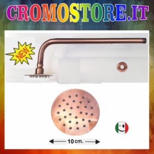 BRACCIO DOCCIA 100% OTTONE CON SOFFIONE ULTRA SLIM Ø 100 mm. RAMATO - RAME
