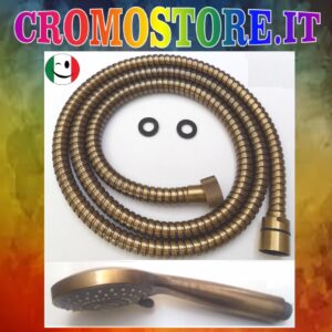 FLESSIBILE DOCCIA CM. 150 IN OTTONE + DOCCETTA IDRO 5 FUNZIONI BRONZATO - BRONZO