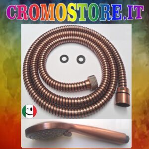 FLESSIBILE DOCCIA CM. 150 IN OTTONE + DOCCETTA IDRO 5 FUNZIONI RAMATO - RAME