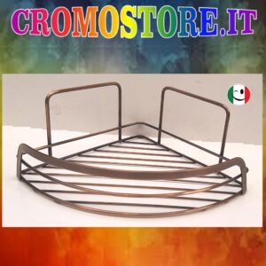 GRIGLIA PORTA OGGETTI ANGOLARE A 1 RIPIANO PER DOCCIA BRONZATO - BRONZO