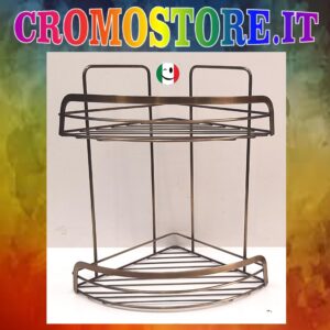 GRIGLIA PORTA OGGETTI ANGOLARE A 2 RIPIANI PER DOCCIA BRONZATO - BRONZO