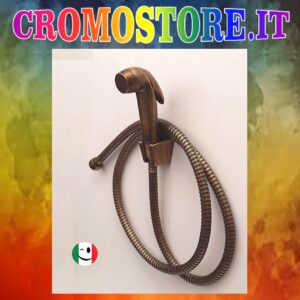 DOCCETTA IGIENICA CON TUBO FLESSIBILE E SUPPORTO A MURO BRONZATO - BRONZO