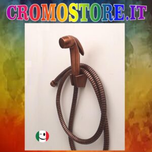 DOCCETTA IGIENICA CON TUBO FLESSIBILE E SUPPORTO A MURO RAMATO - RAME
