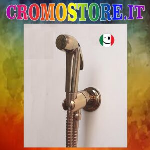 DOCCETTA IGIENICA CON FLESSIBILE PRESA ACQUA CON SUPPORTO DORATO - BAGNO ORO 24KT