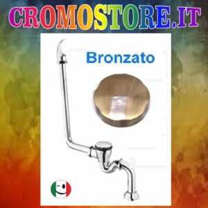 COLONNA SCARICO VASCA A VISTA "CLICK CLACK" IN OTTONE CON SIFONE BRONZATO - BRONZO