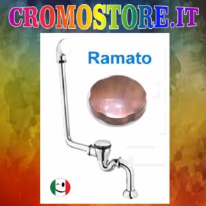 COLONNA SCARICO VASCA A VISTA "CLICK CLACK" IN OTTONE CON SIFONE RAMATO - RAME