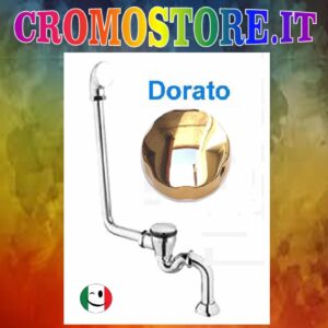 COLONNA SCARICO VASCA A VISTA "CLICK CLACK" IN OTTONE CON SIFONE DORATO - BAGNO ORO 24KT